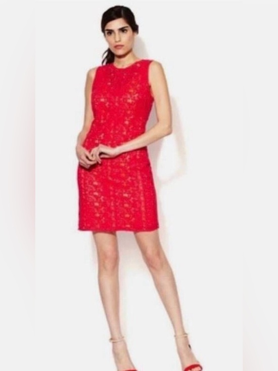 Elie Tahari Dresses & Skirts - Elie Tahari Painted Lady Red Lace Sleeveless Mini Dress Size 10